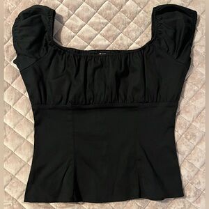 Peasant Top in Black